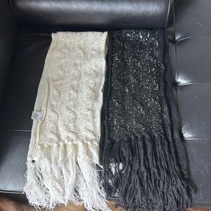Bundle of 2 Delia’s Silver Flecked Scarves White and Black